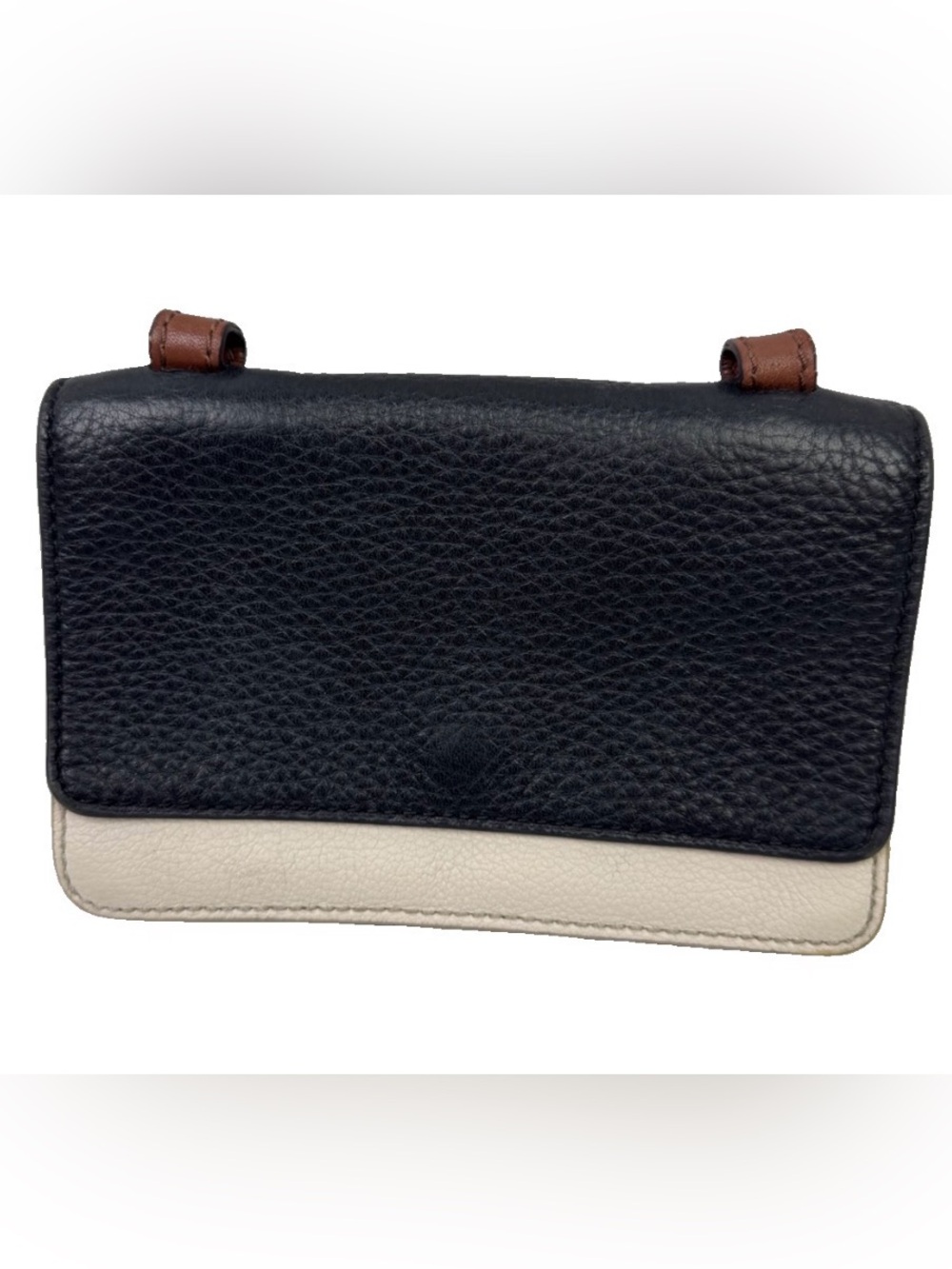 Fossil Tricolor Black Cream Brown Leather Belt Bag Phone Crossbody  Wallet READ